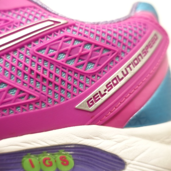 Asics IGS Gel Pink Purple Blue Running Shoes 6 - Picture 7 of 8